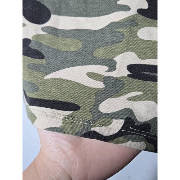 2 Look Amazing Womens Camouflage Raglan 3/4 Sleeve Shirt Medium Grunge Military - Picture 4 of 13